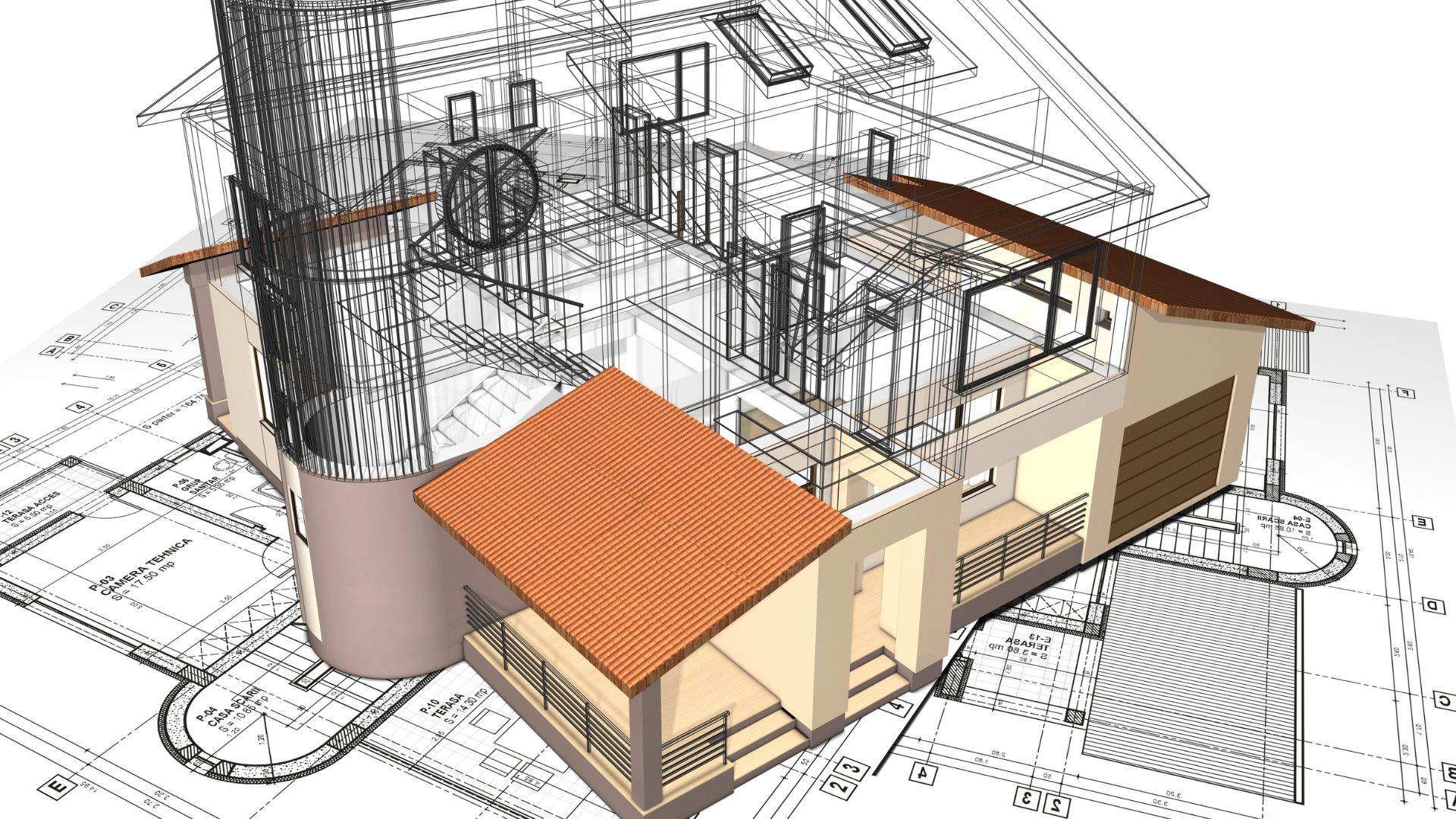 A detailed architectural blueprint from a Neotecture project.